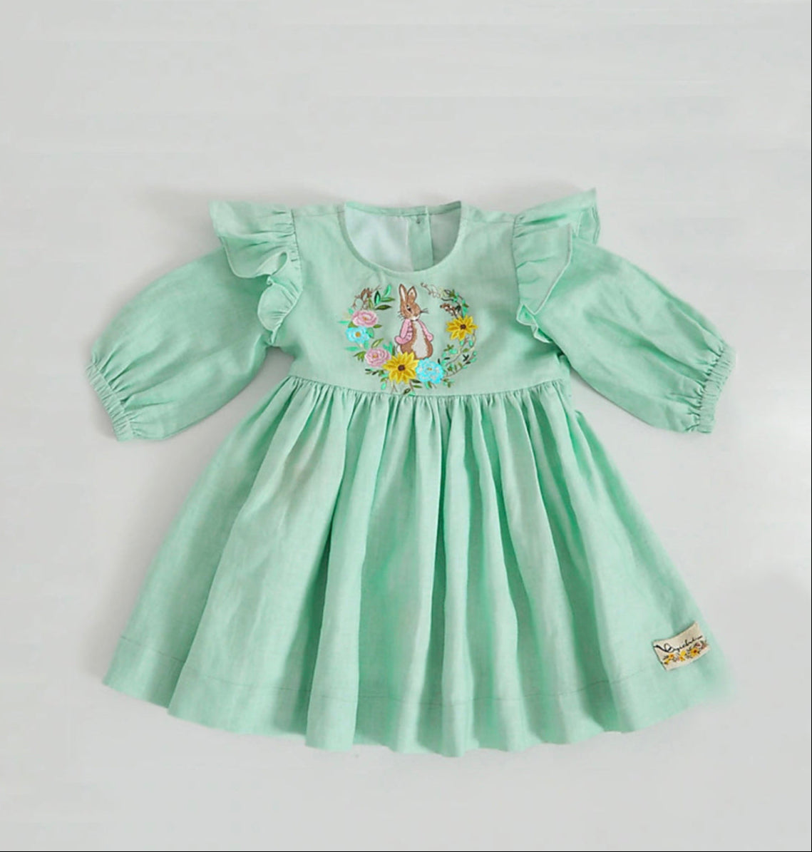 Vintage green flower bunny dress