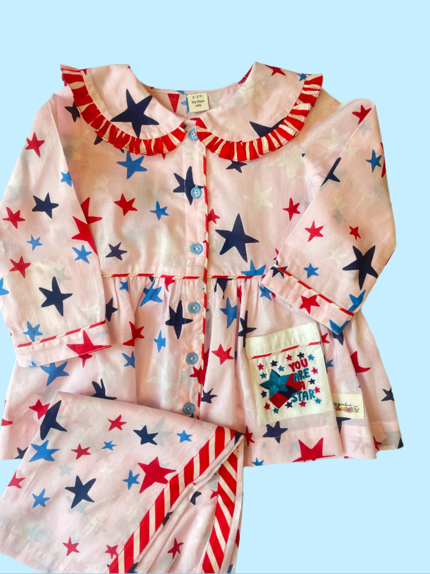 Peach starry pjs