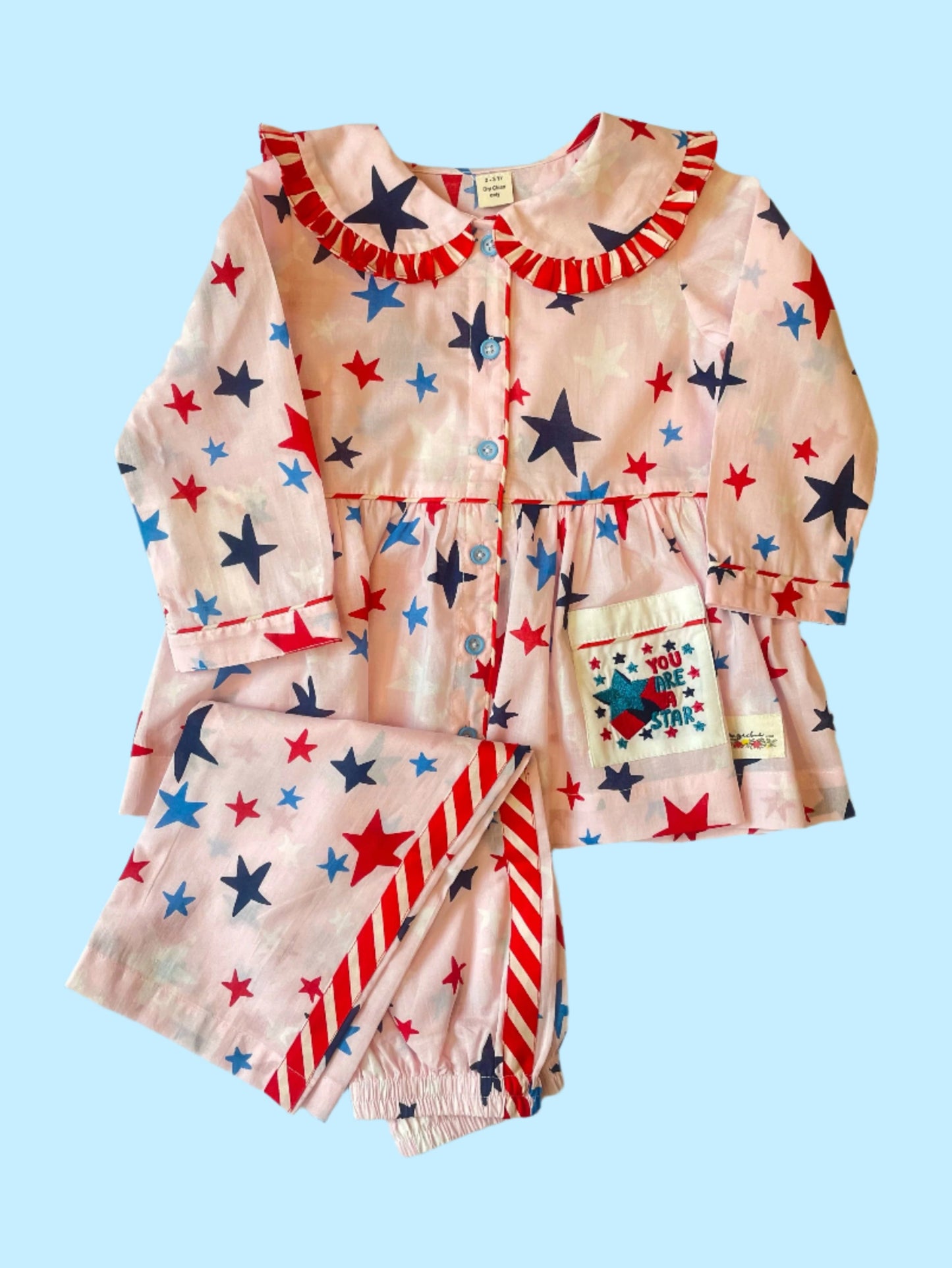 Peach starry pjs