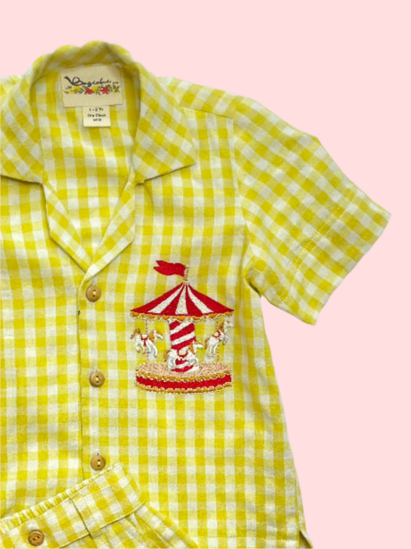Yellow gingham set with Carousal