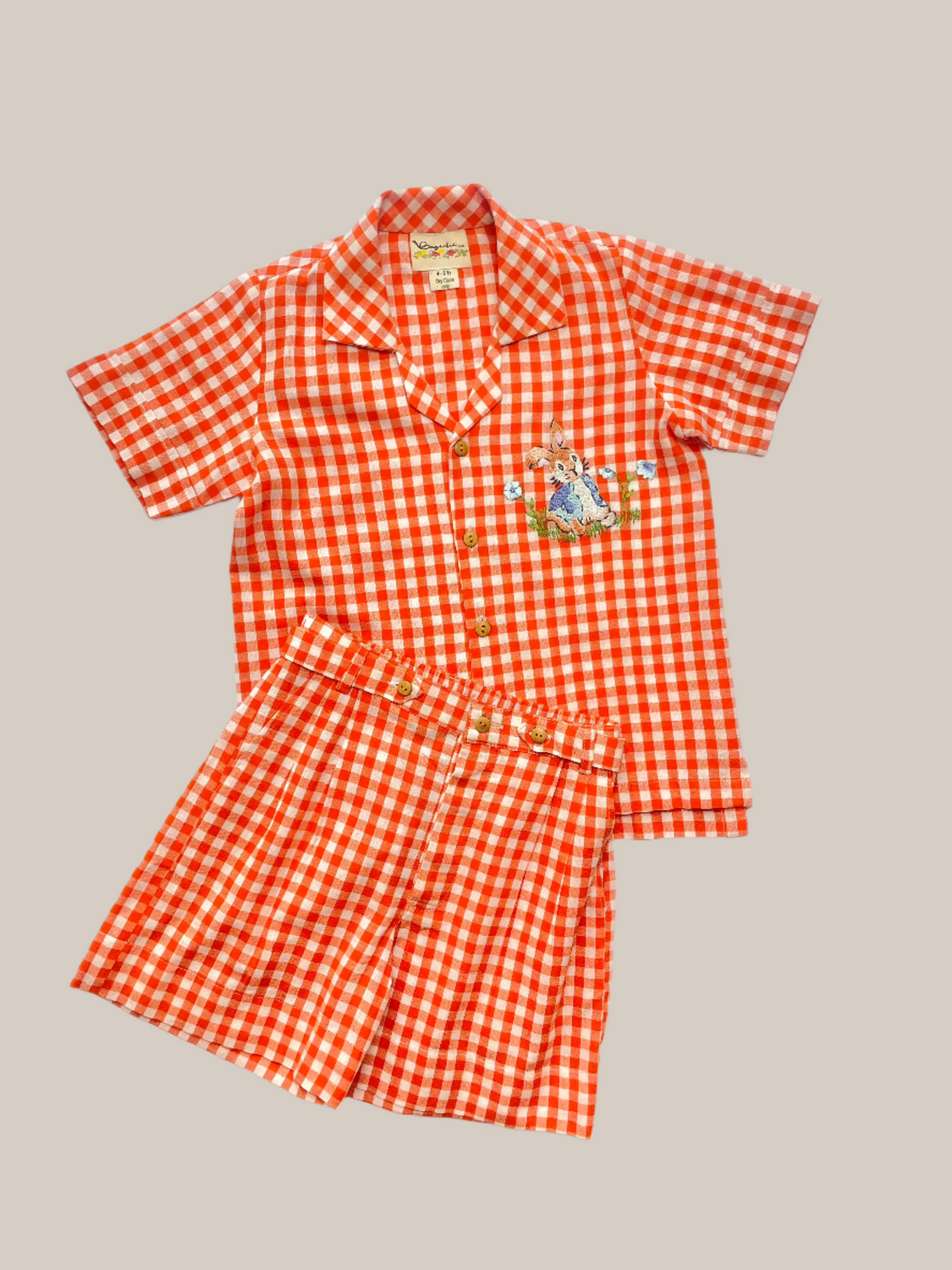 Orange gingham set with peter rabbit