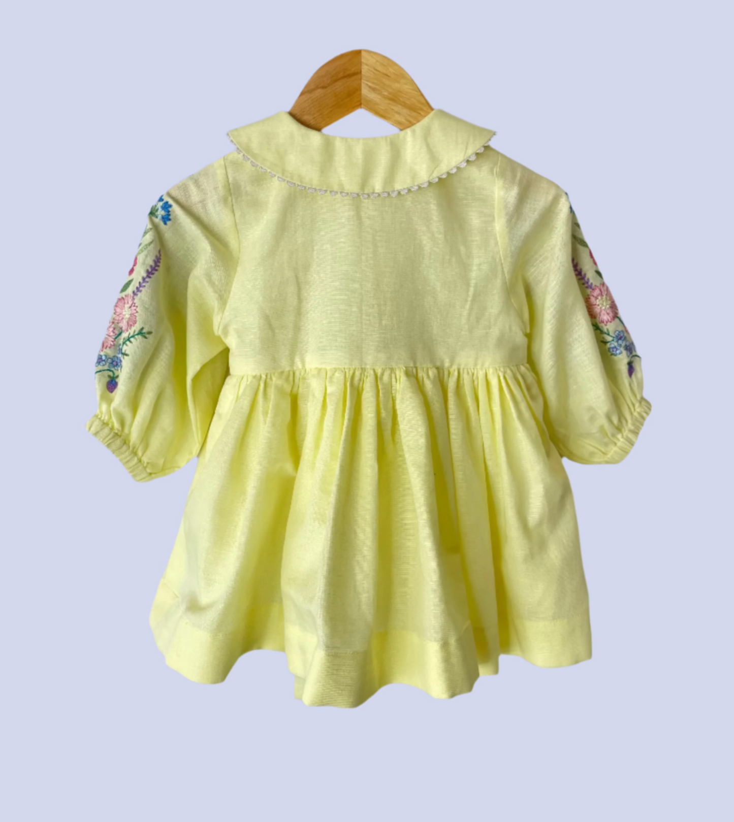 Lemon floral sleeves dress