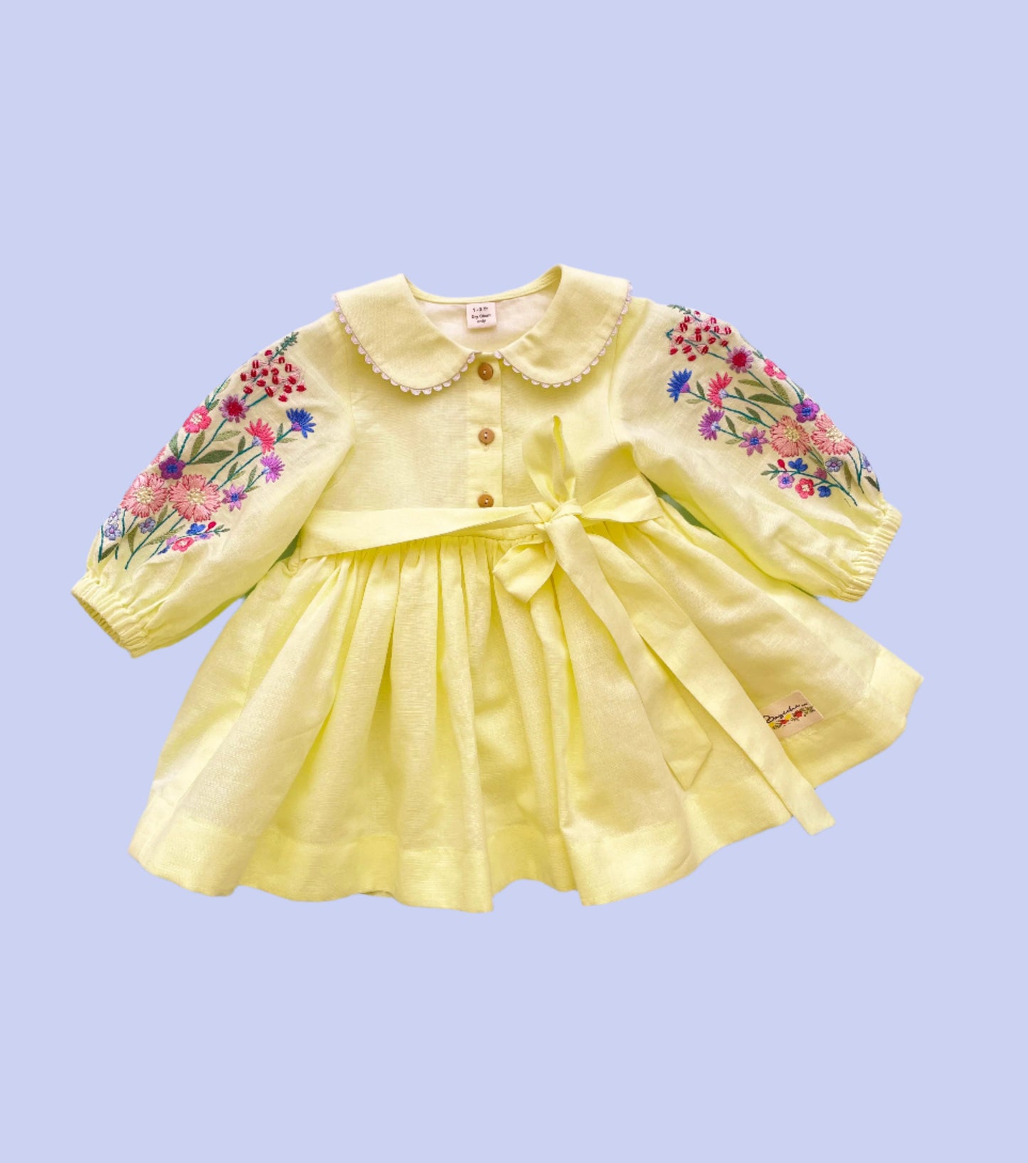 Lemon floral sleeves dress