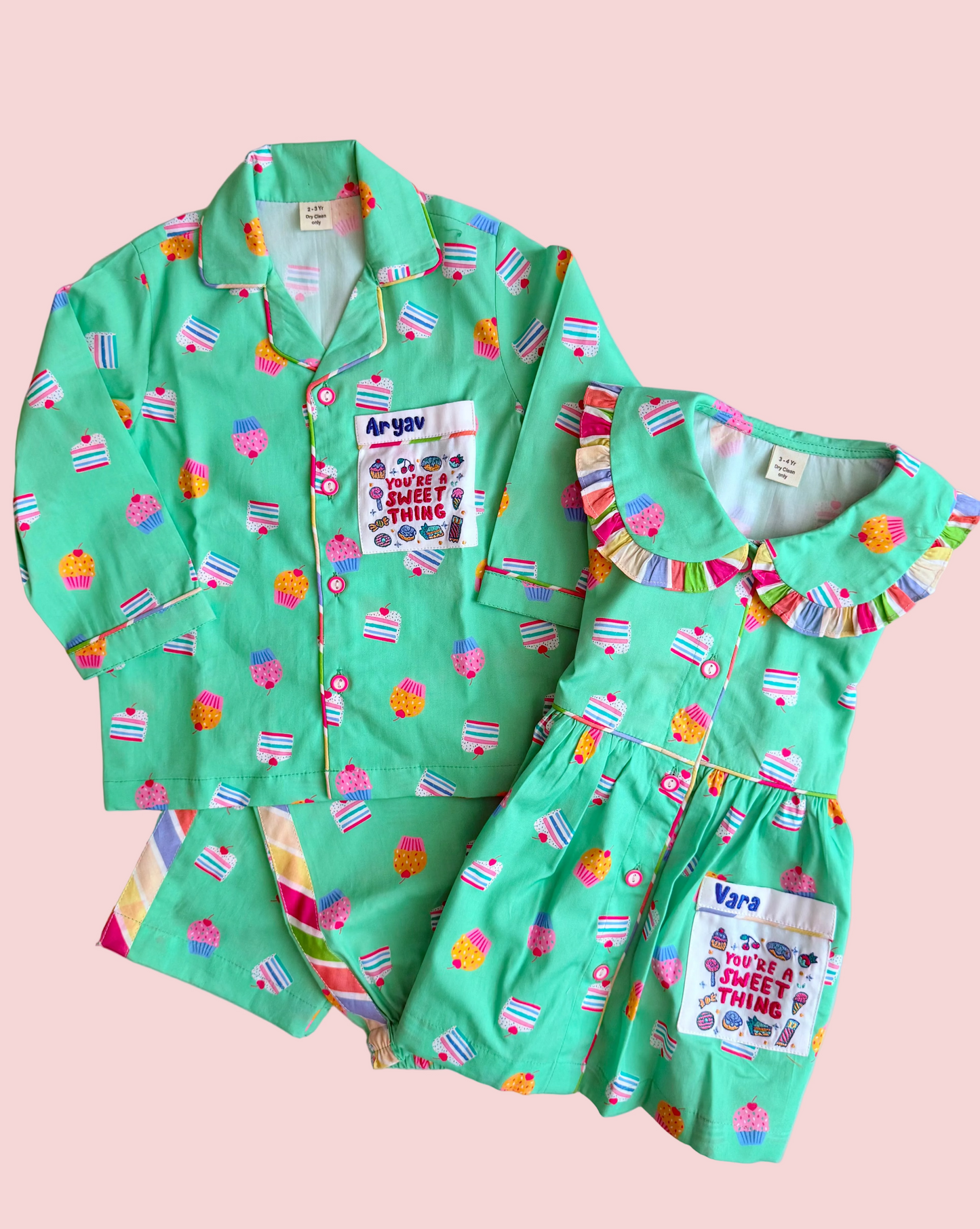 Green cupcake pjs
