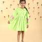 Lime Dress pink flowers