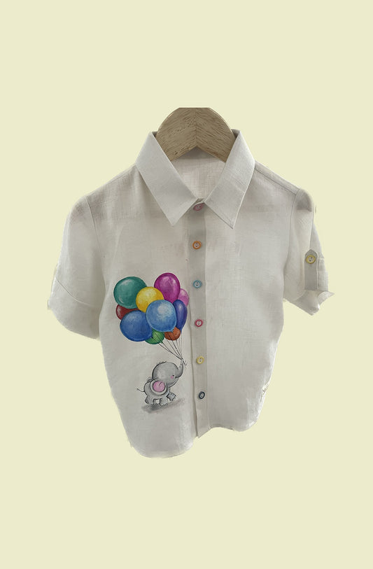 elephant with balloons Button up