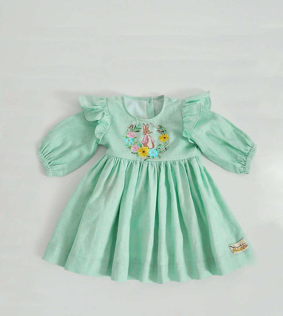 Vintage green flower bunny dress