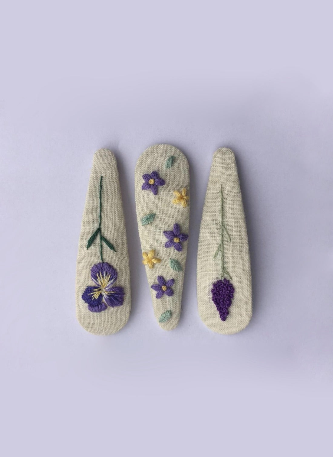 Hand embroidered hair clips for girls