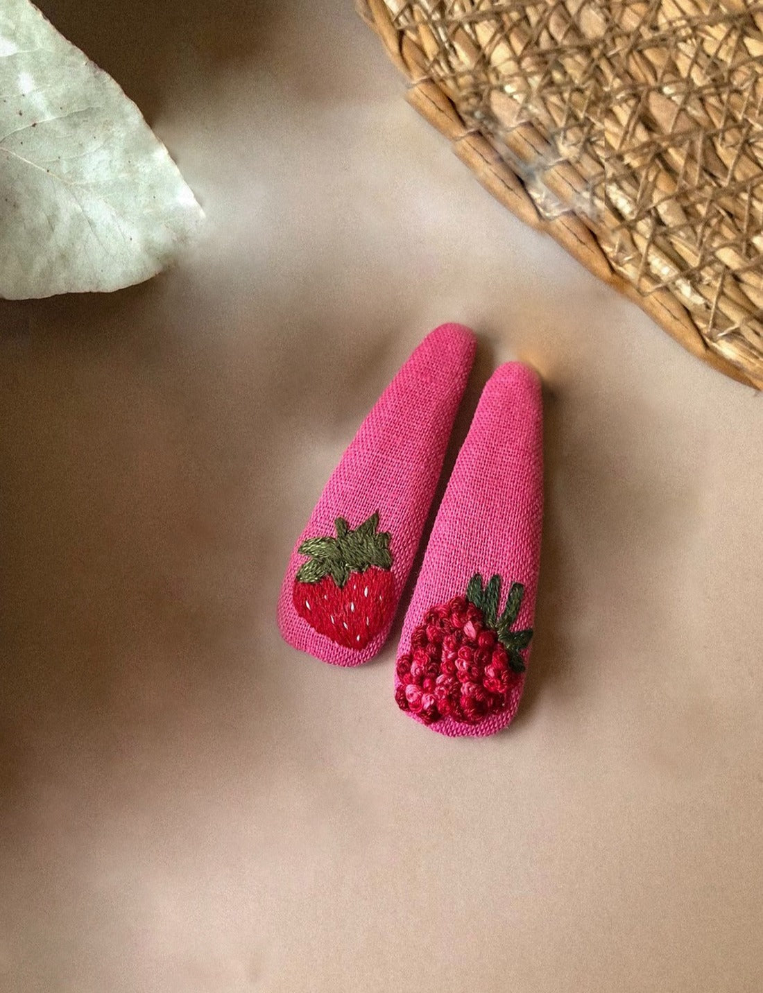 Hand embroidered hair clips for girls