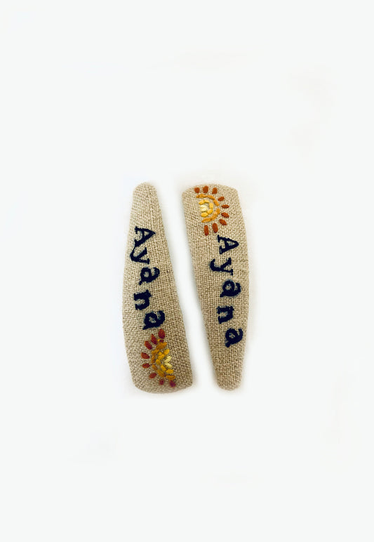 Hand embroidered hair clips for girls