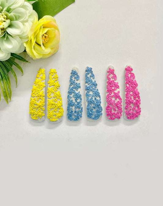 Hand embroidered hair clips for girls