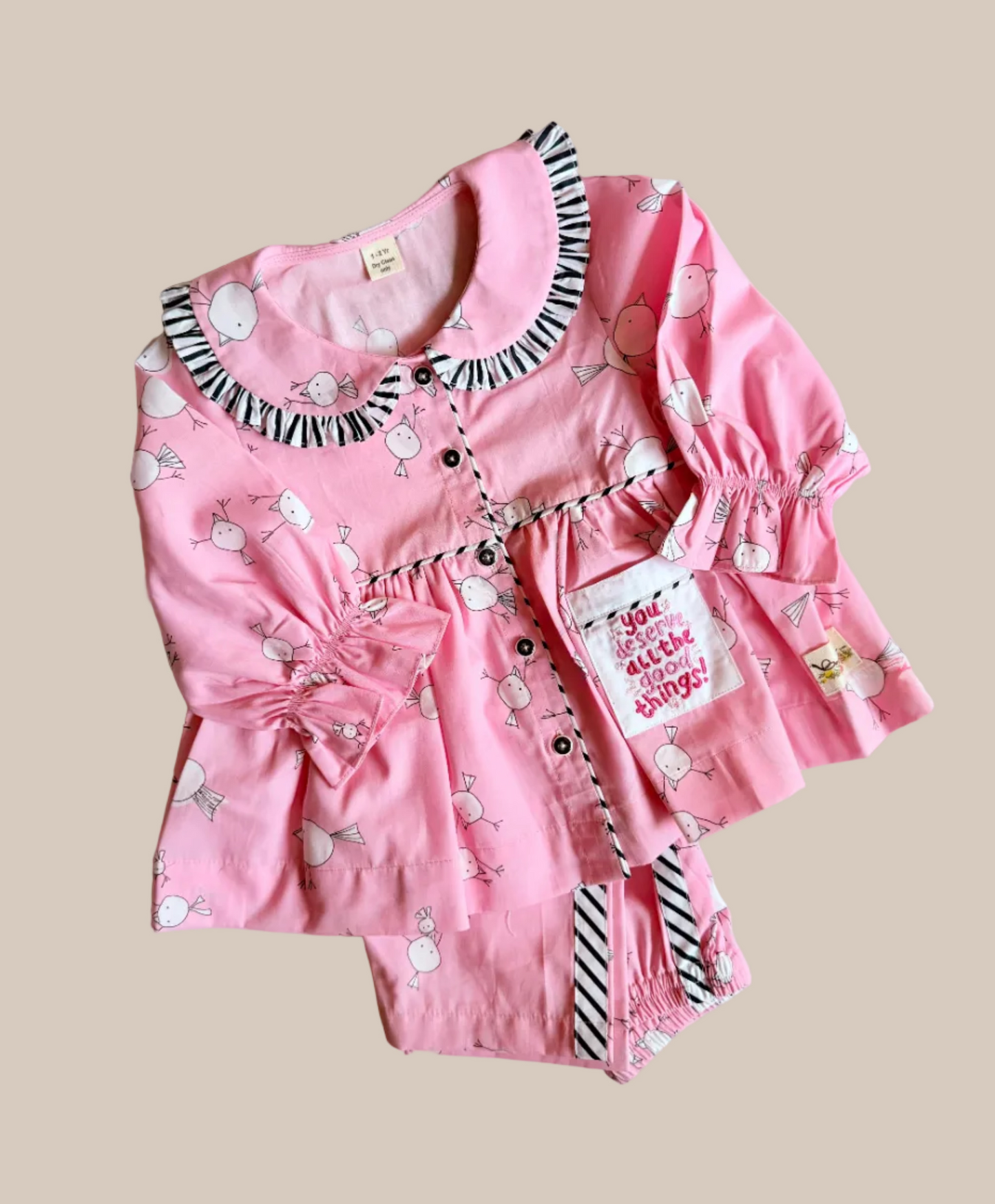 Pink summer birds pjs