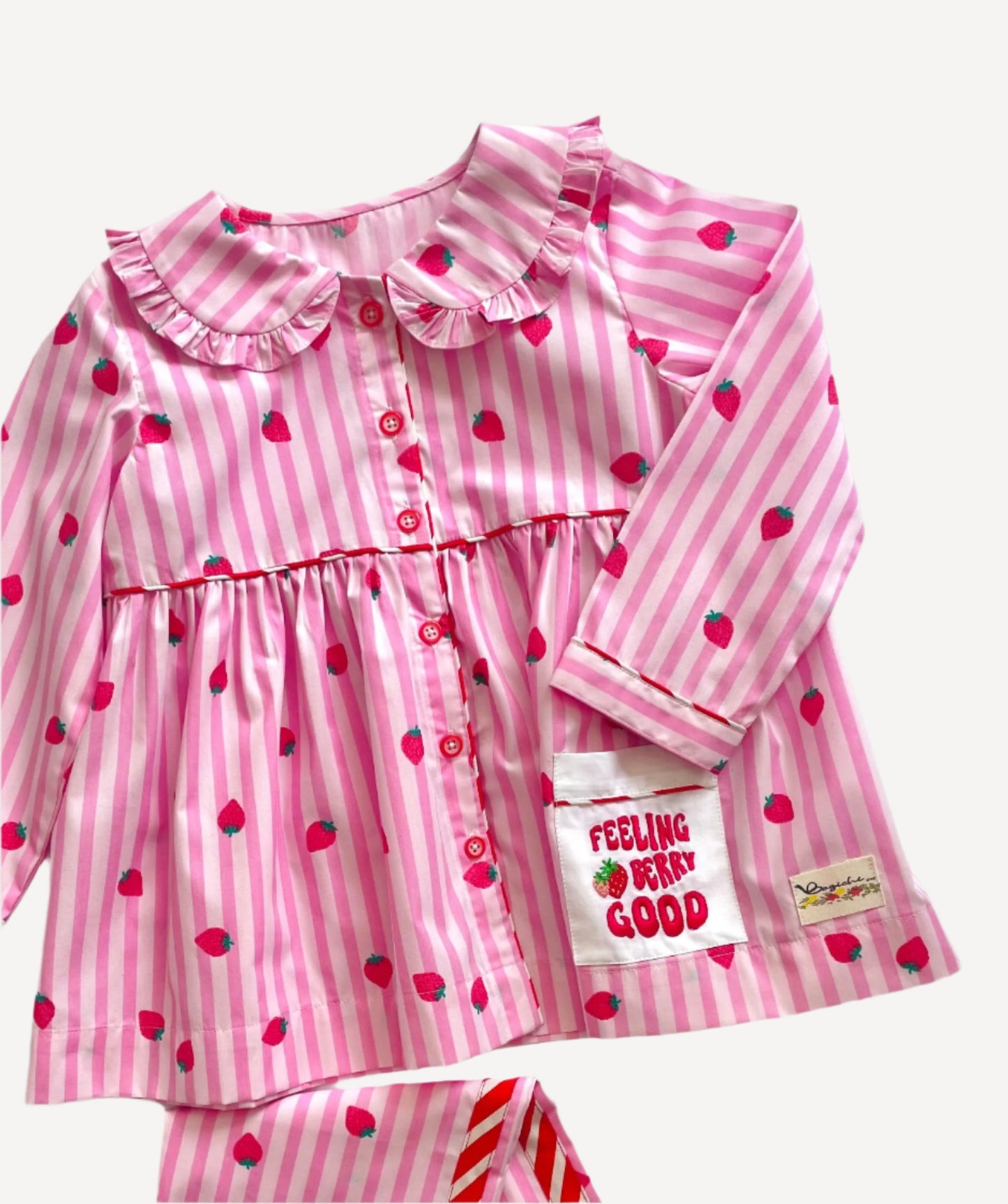 strawberry pink stripe pjs