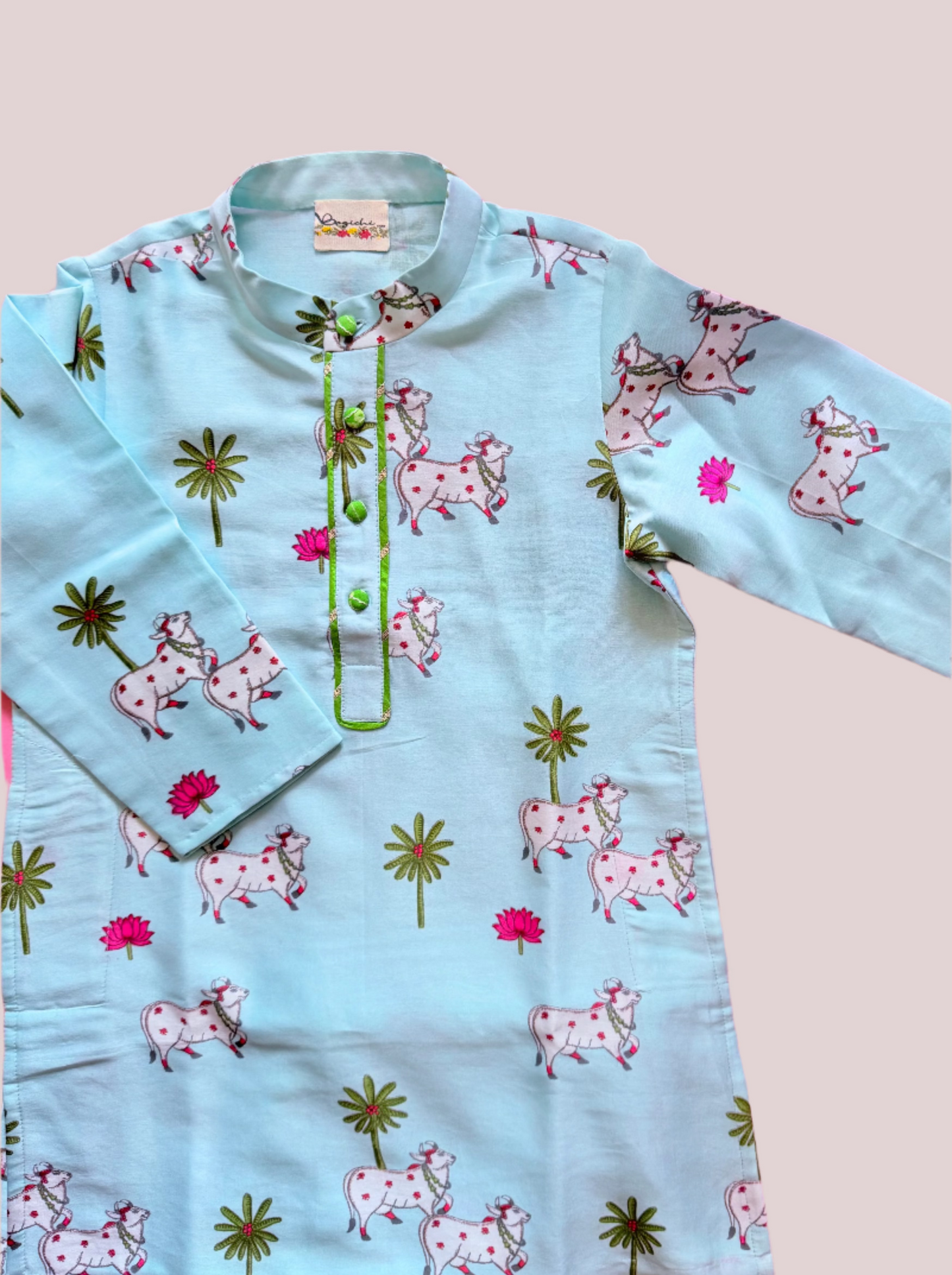 Terq blue silk kurta set