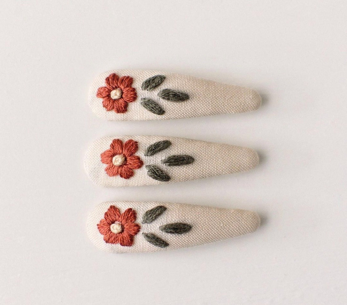 Hand embroidered hair clips for girls