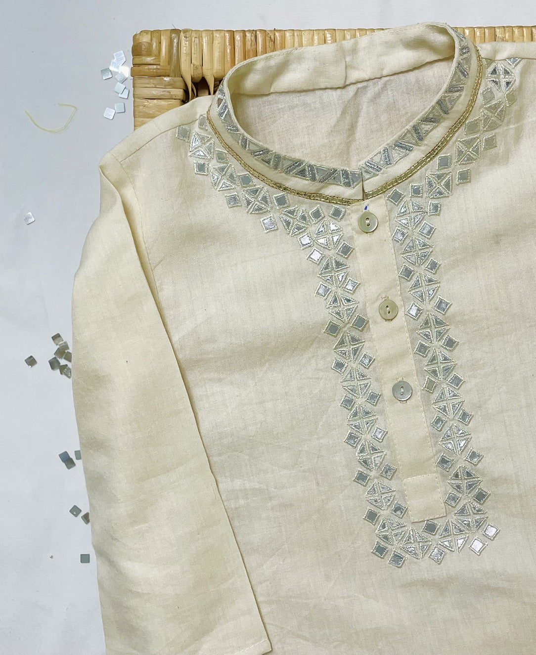 Applique embroidered kurta set