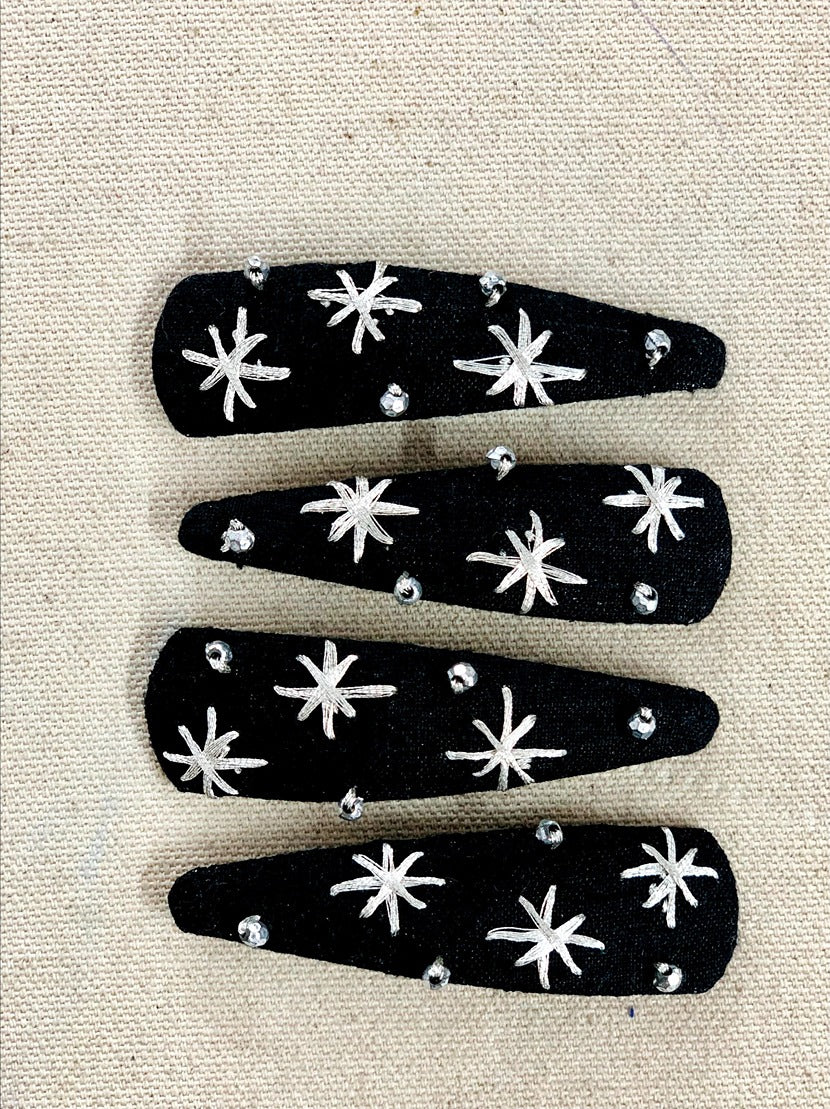 Hand embroidered hair clips for girls