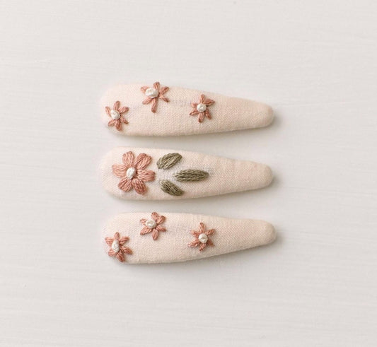 Hand embroidered hair clips for girls