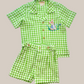 Green gingham set with peter rabbit