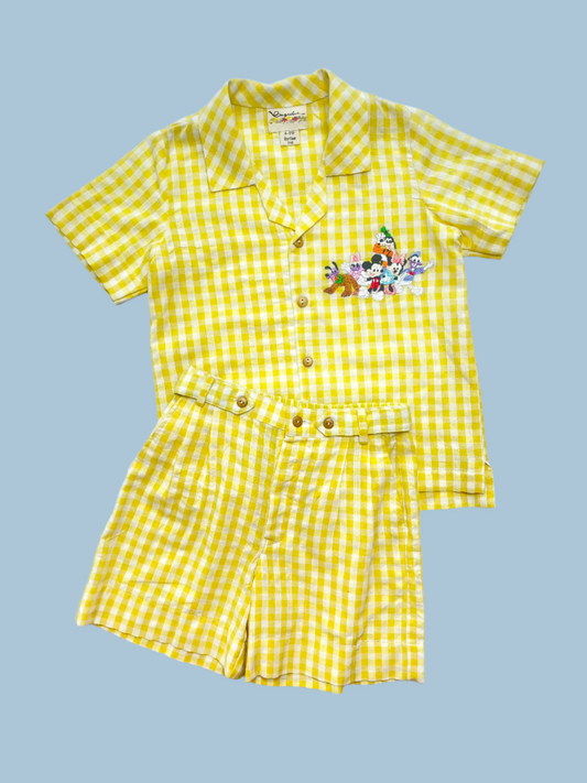 Yellow mickey & frnds gingham set