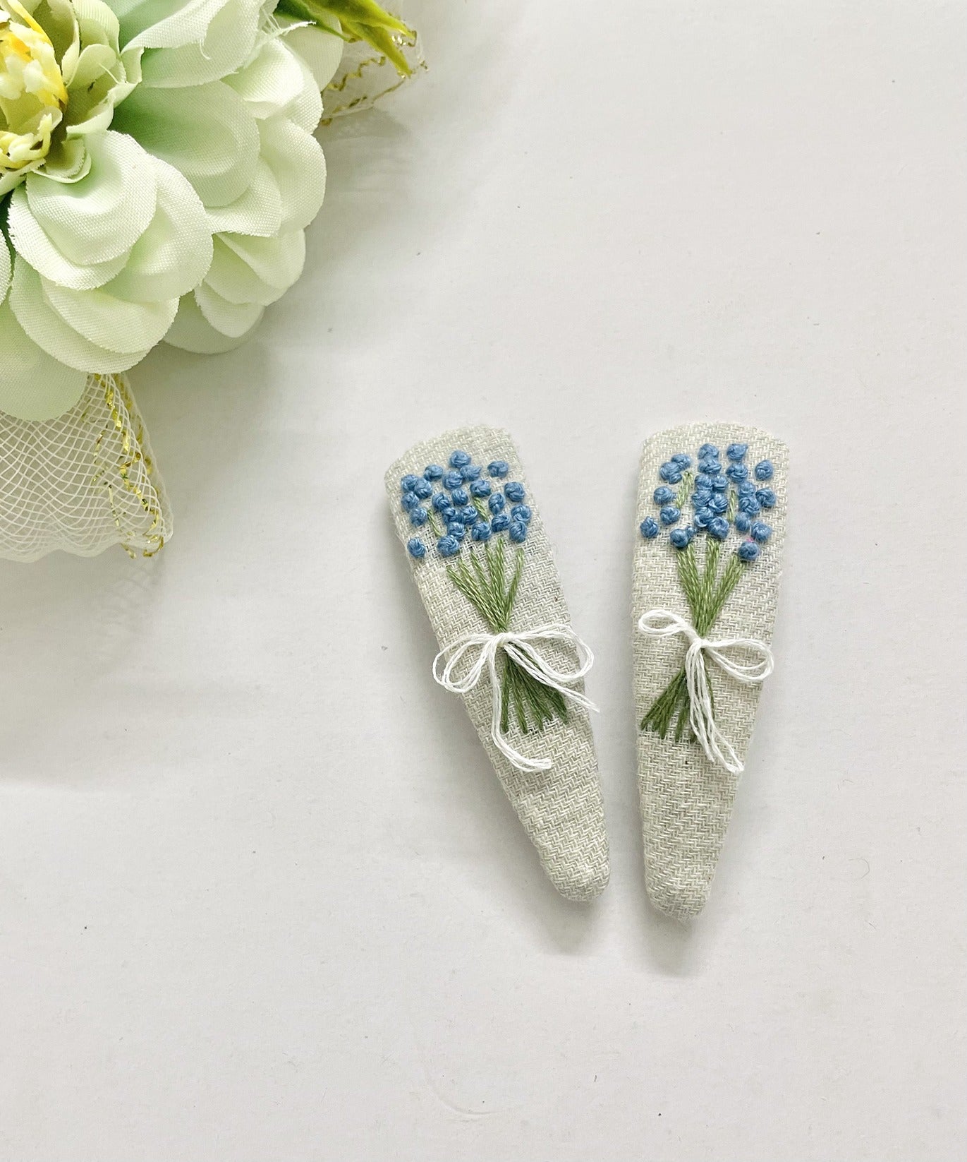 Hand embroidered hair clips for girls