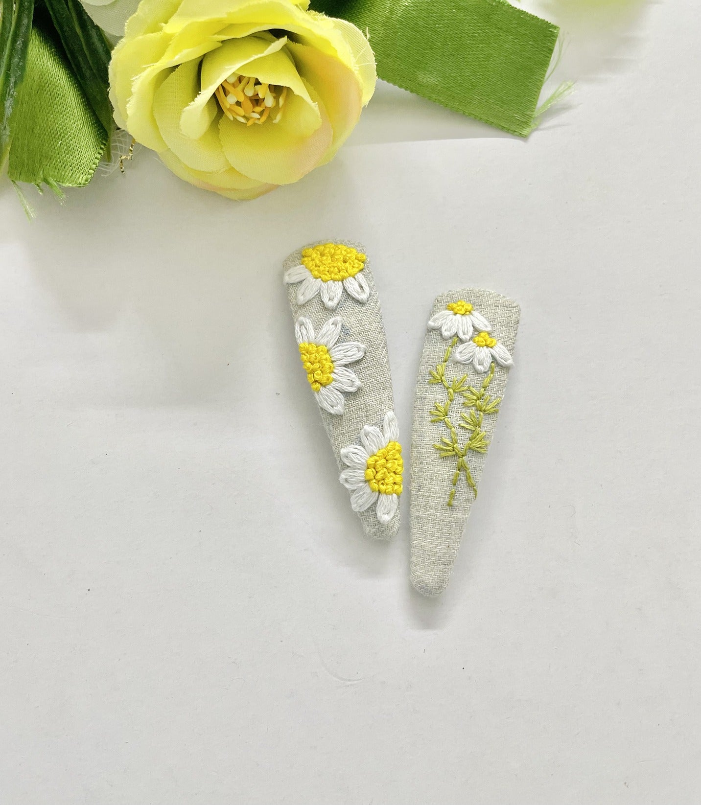 Hand embroidered hair clips for girls