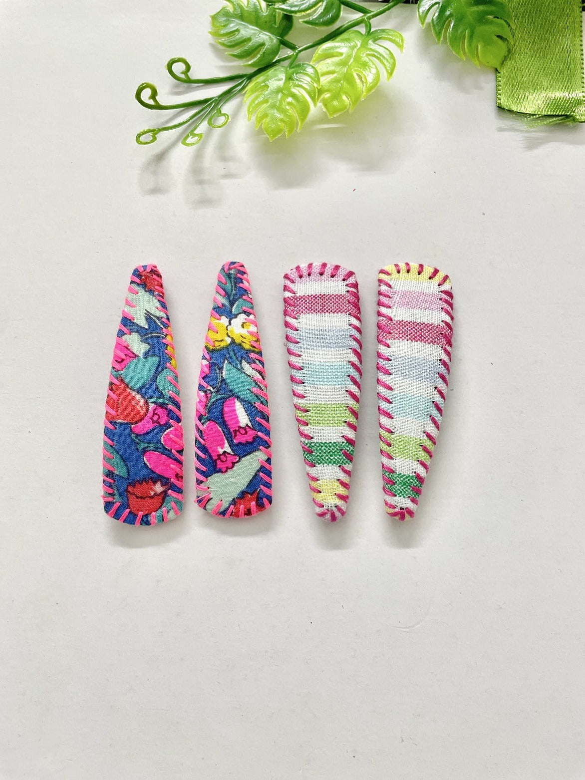 Hand embroidered hair clips for girls