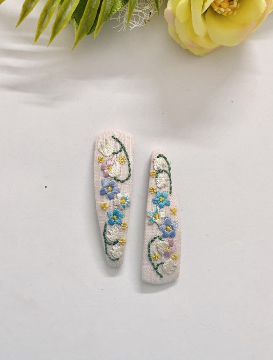 Hand embroidered hair clips for girls