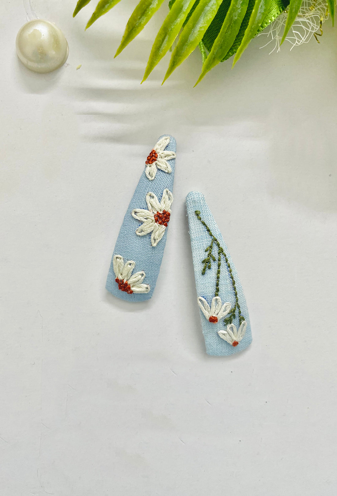 Hand embroidered hair clips for girls