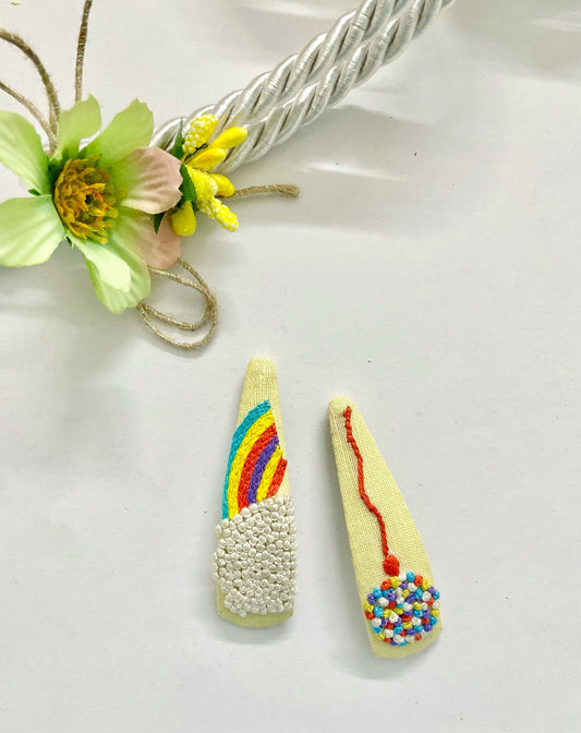 Hand embroidered hair clips for girls