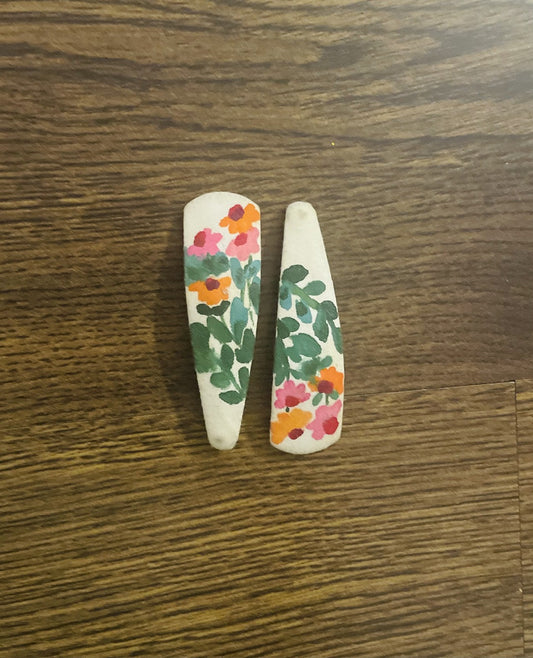 Hand embroidered hair clips for girls