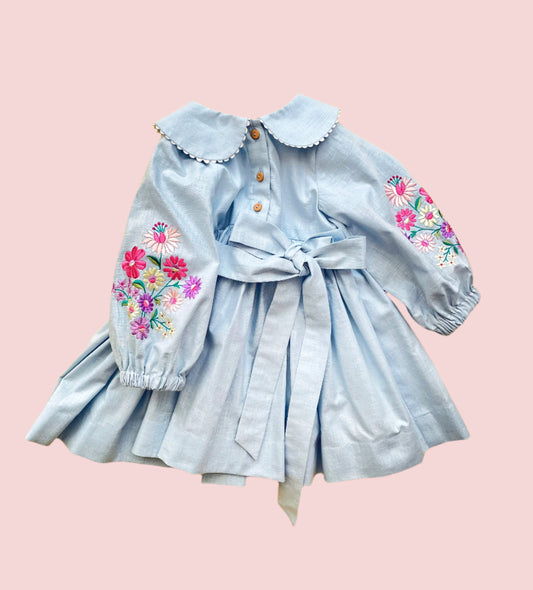 Blue bloom sleeves Dress