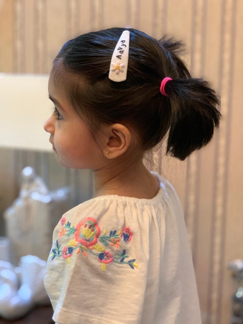 Hand embroidered hair clips for girls